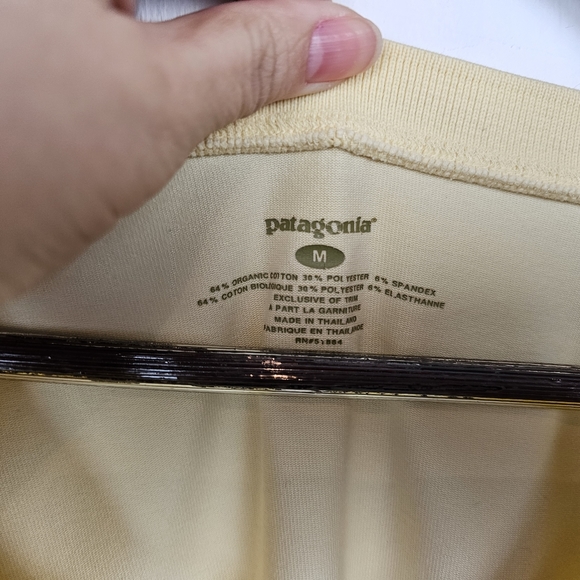 Patagonia Yellow Organic Cotton V Neck 3/4 Sleeve Basic Top Women's Medium - Picture 5 of 10